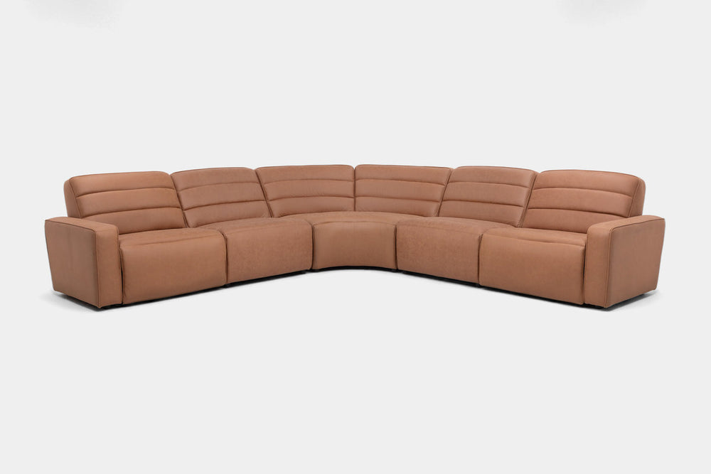 Chelsey_5_Piece_Power_Sectional_w_Power_Armless_Recliner_in_Bozeman_Saddle_Angle_CHELSEY05